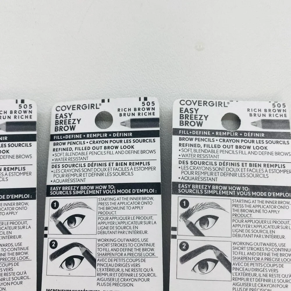 Covergirl Easy Breezy Brow Fill + Define Pencils Crayons Rich Brown 505 Lot of 3